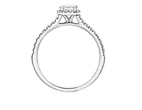 18K White Gold & Palladium Alloy (hypoallergenic) 0.75cttw Canadian Emerald Cut Diamond Engagement Ring