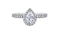 18K White Gold & Palladium Alloy (hypoallergenic) 1.15cttw Canadian Pear Shape Diamond Engagement Ring
