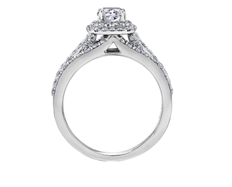 18K White Gold & Palladium Alloy (hypoallergenic) 1.10cttw Canadian Cushion Cut Diamond Engagement Ring