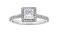18K White Gold & Palladium Alloy (hypoallergenic) 0.53-1.25cttw Canadian Princess Diamond Engagement Ring - / Carat Total