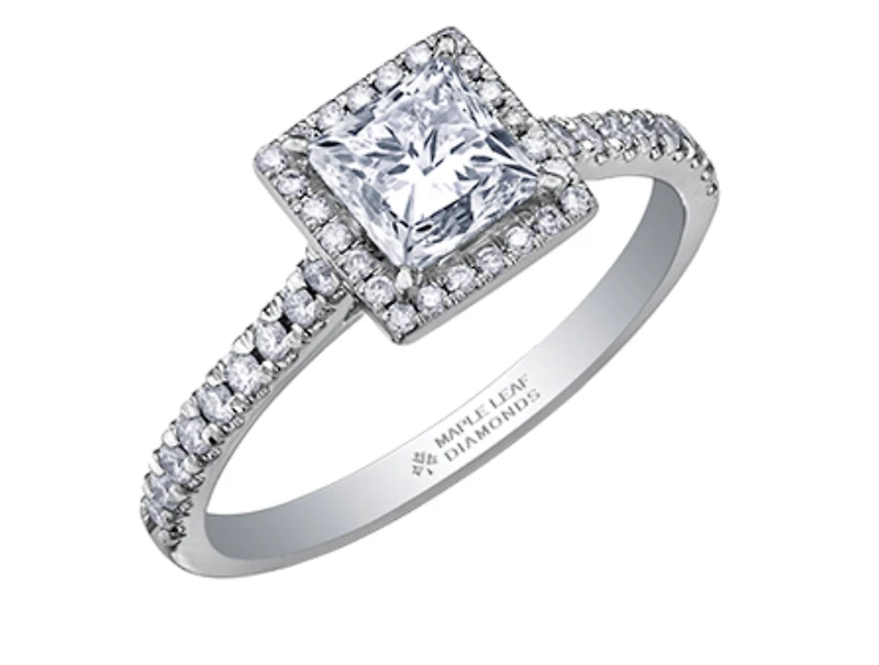 18K White Gold & Palladium Alloy (hypoallergenic) 0.53-1.25cttw Canadian Princess Diamond Engagement Ring - / Carat Total