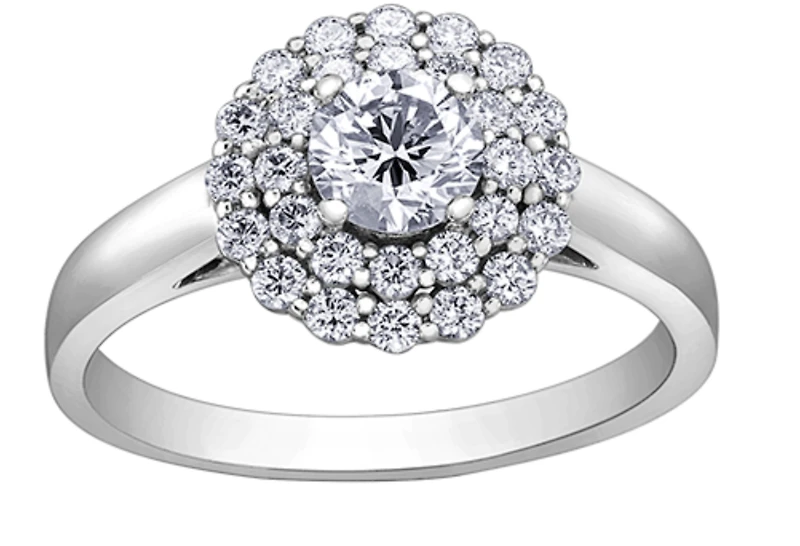 18K White Gold & Palladium Alloy (hypoallergenic) 0.80cttw Canadian Diamond Engagement Ring