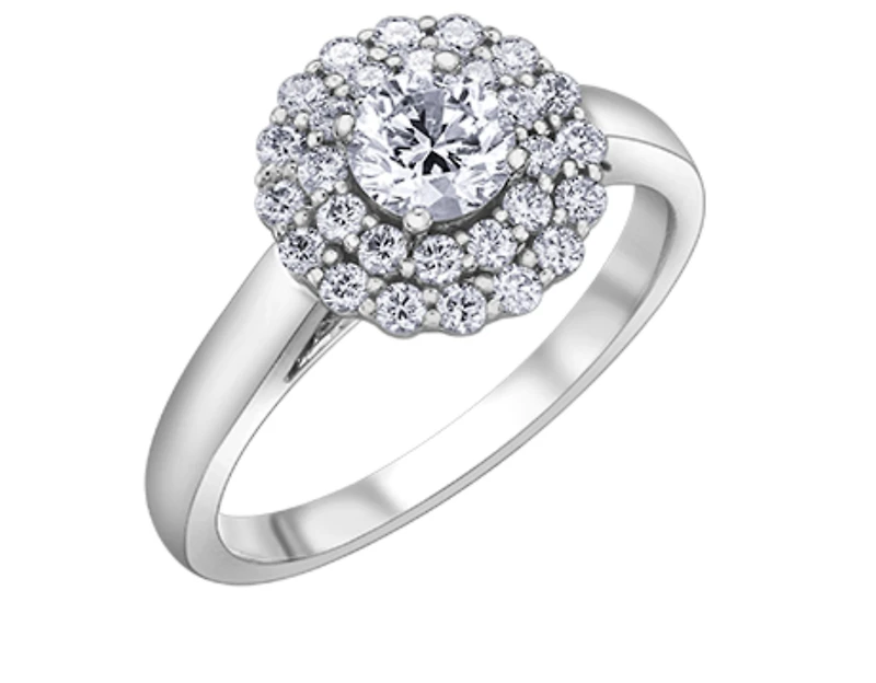 18K White Gold & Palladium Alloy (hypoallergenic) 0.80cttw Canadian Diamond Engagement Ring