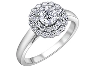 18K White Gold & Palladium Alloy (hypoallergenic) 0.80cttw Canadian Diamond Engagement Ring
