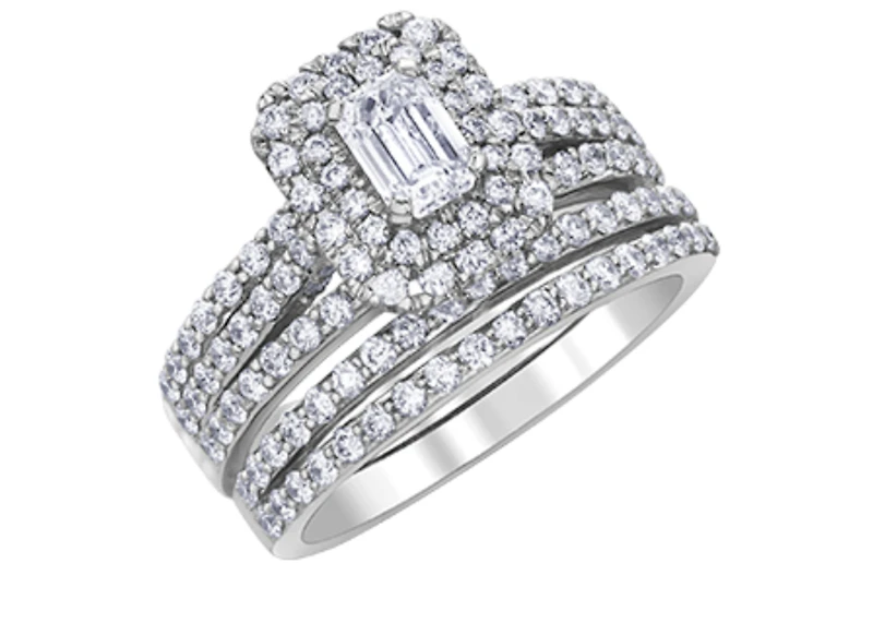 18K White Gold & Palladium Alloy (hypoallergenic) 1.35cttw Canadian Emerald Cut Diamond Engagement Ring - / 4.5