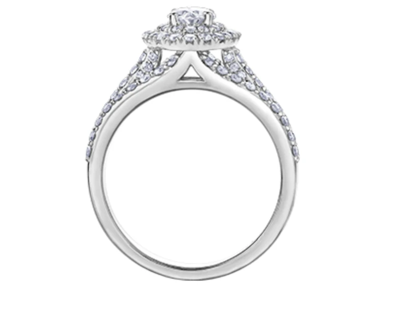 18K White Gold & Palladium Alloy (hypoallergenic) 1.35cttw Canadian Pear Shape Diamond Engagement Ring