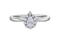 18K White Gold & Palladium Alloy (hypoallergenic) 0.50cttw Canadian Pear Shape Diamond Engagement Ring