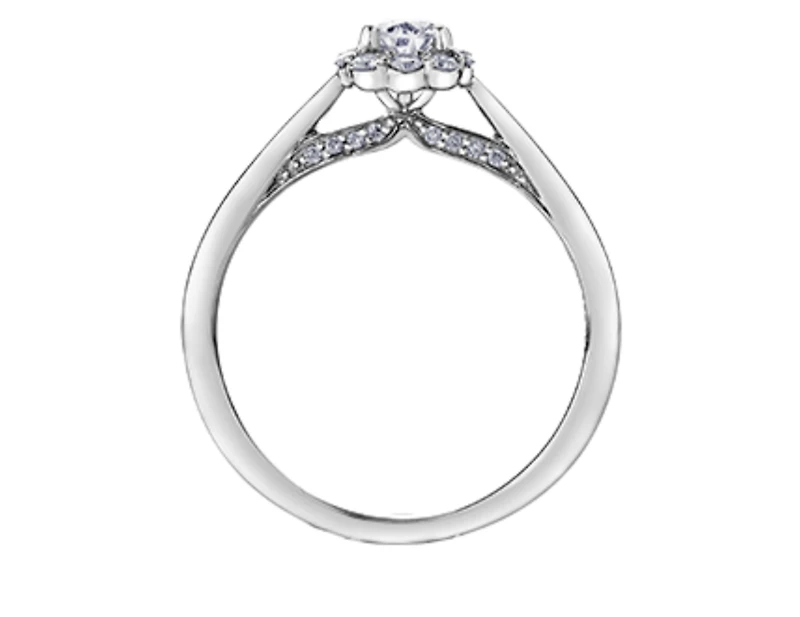 18K White Gold & Palladium Alloy (hypoallergenic) 0.50cttw Canadian Pear Shape Diamond Engagement Ring