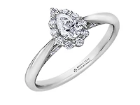 18K White Gold & Palladium Alloy (hypoallergenic) 0.50cttw Canadian Pear Shape Diamond Engagement Ring