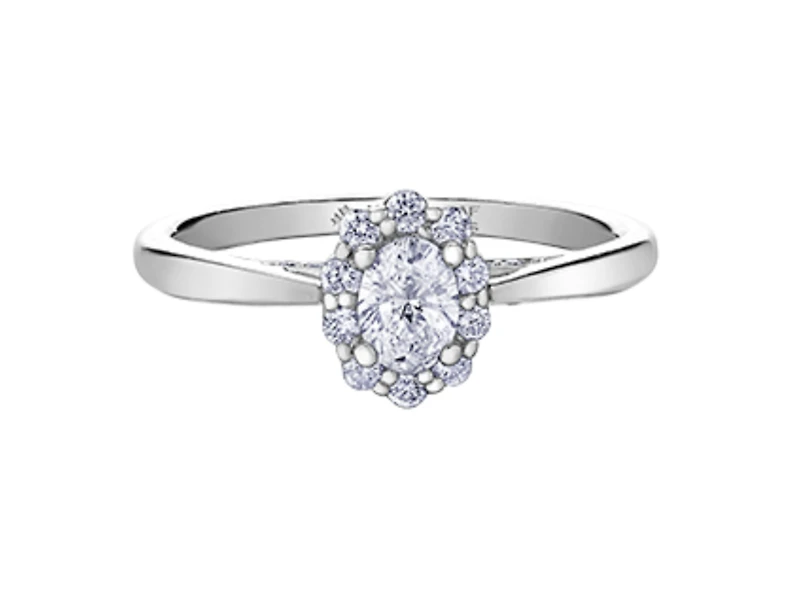 18K White Gold & Palladium Alloy (hypoallergenic) 0.50cttw Canadian Oval Shape Diamond Engagement Ring - / 4.5