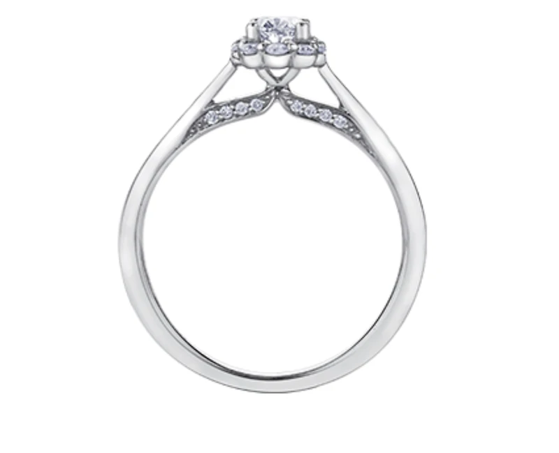 18K White Gold & Palladium Alloy (hypoallergenic) 0.50cttw Canadian Oval Shape Diamond Engagement Ring - / 4.5