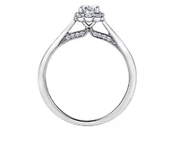 18K White Gold & Palladium Alloy (hypoallergenic) 0.50cttw Canadian Oval Shape Diamond Engagement Ring - / 4.5