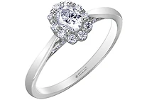 18K White Gold & Palladium Alloy (hypoallergenic) 0.50cttw Canadian Oval Shape Diamond Engagement Ring - / 4.5