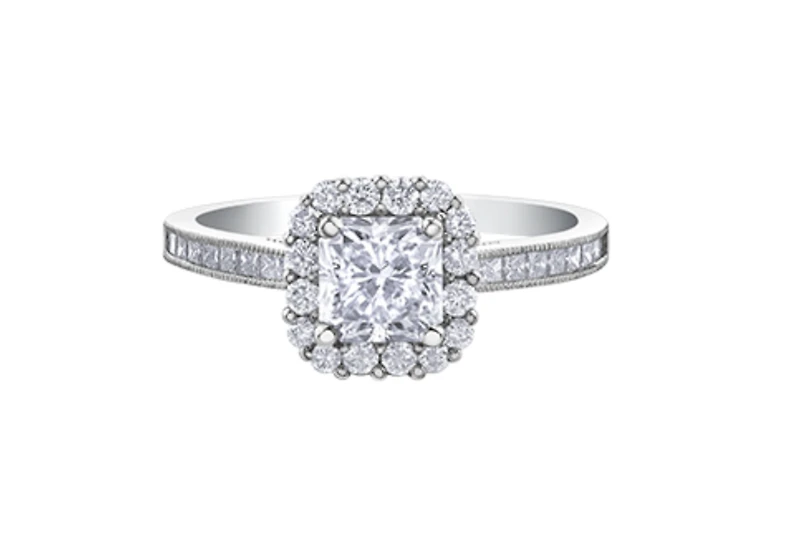 18K White Gold & Palladium Alloy (hypoallergenic) 1.60cttw Canadian Diamond Engagement Ring
