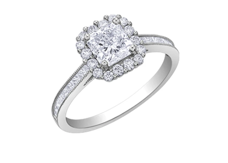 18K White Gold & Palladium Alloy (hypoallergenic) 1.60cttw Canadian Diamond Engagement Ring