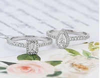 18K White Gold & Palladium Alloy (hypoallergenic) 0.75cttw Canadian Pear Shape Diamond Engagement Ring