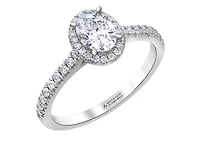 18K White Gold & Palladium Alloy (hypoallergenic) 0.54-1.32cttw Canadian Oval Shape Diamond Engagement Ring - / Carat Total 4.5