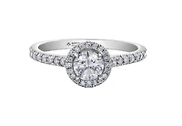 18K White Gold & Palladium Alloy (hypoallergenic) 0.76-1.32cttw Canadian Round Shape Diamond Engagement Ring - / Carat Total