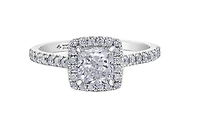 18K White Gold & Palladium Alloy (hypoallergenic) 1.31cttw Canadian Cushion Shape Diamond Engagement Ring