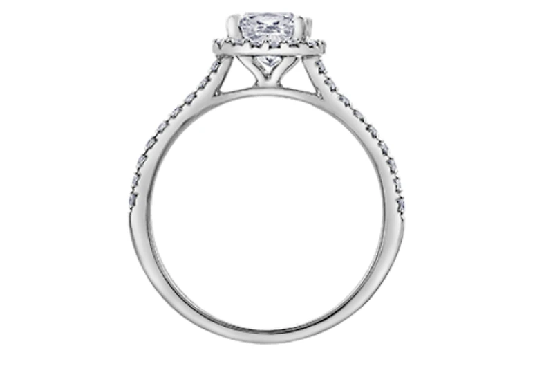 18K White Gold & Palladium Alloy (hypoallergenic) 1.31cttw Canadian Cushion Shape Diamond Engagement Ring