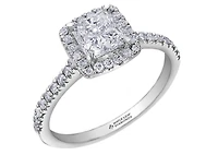 18K White Gold & Palladium Alloy (hypoallergenic) 1.31cttw Canadian Cushion Shape Diamond Engagement Ring