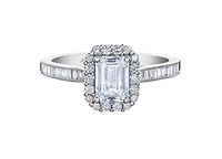 18K White Gold & Palladium Alloy (hypoallergenic) 1.02-1.59cttw Canadian Emerald Shape Diamond Engagement Ring - / Carat Total