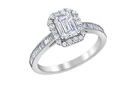 18K White Gold & Palladium Alloy (hypoallergenic) 1.02-1.59cttw Canadian Emerald Shape Diamond Engagement Ring - / Carat Total