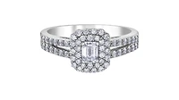18K White Gold & Palladium Alloy (hypoallergenic) 0.80cttw Canadian Emerald Diamond Engagement Ring