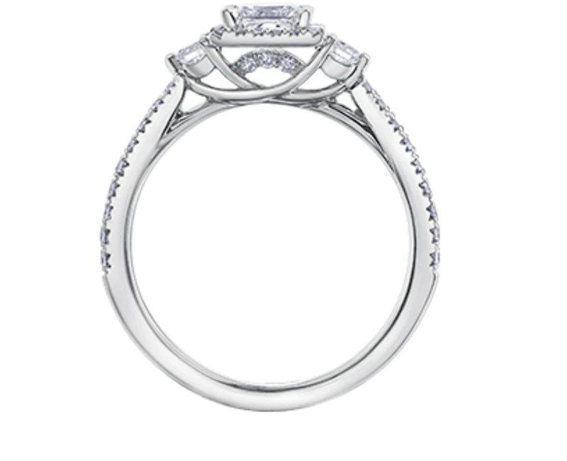 18K White Gold & Palladium Alloy (hypoallergenic) 0.87cttw Canadian Princess Cut Diamond Engagement Ring