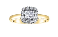 18K Yellow Gold & Palladium Alloy (hypoallergenic) 0.85ttw Princess Cut Canadian Diamond Engagement Ring