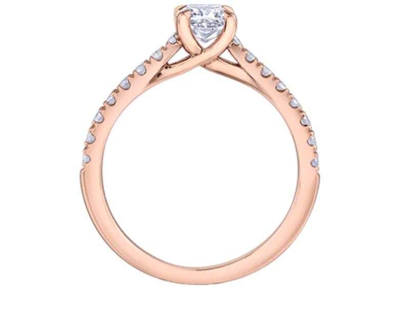 14K Rose Gold 0.75cttw Princess Cut Canadian Diamond Engagement Ring - /