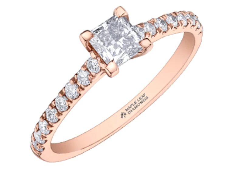 14K Rose Gold 0.75cttw Princess Cut Canadian Diamond Engagement Ring - /