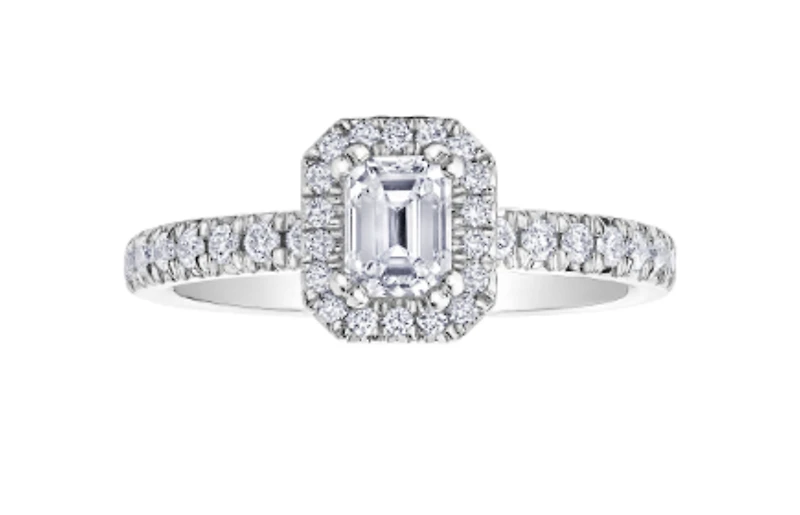 18K White Gold & Palladium Alloy (hypoallergenic) 1.00-1.25ttw Canadian Emerald Cut Diamond Engagement Ring - / Carat Total