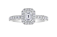 18K White Gold & Palladium Alloy (hypoallergenic) 1.00-1.25ttw Canadian Emerald Cut Diamond Engagement Ring - / Carat Total