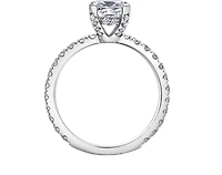 18K White Gold & Palladium Alloy (hypoallergenic) 1.75cttw Canadian Princess Cut Diamond Engagement Ring - /