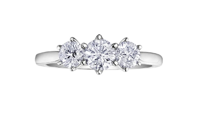 18K White Gold & Palladium Alloy (hypoallergenic) 0.50ttw Canadian 3 Stone Diamond Engagement Ring
