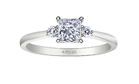 18K White Gold & Palladium Alloy (hypoallergenic) 0.58ttw Princess Cut Canadian Diamond Engagement Ring