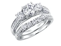 18K White Gold & Palladium Alloy (hypoallergenic) 1.50cttw 3 Stone Canadian Diamond Engagement Ring