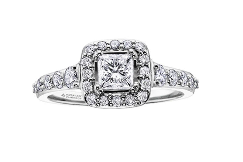 18K White Gold & Palladium Alloy (hypoallergenic) 1.65cttw Canadian Diamond Engagement Ring