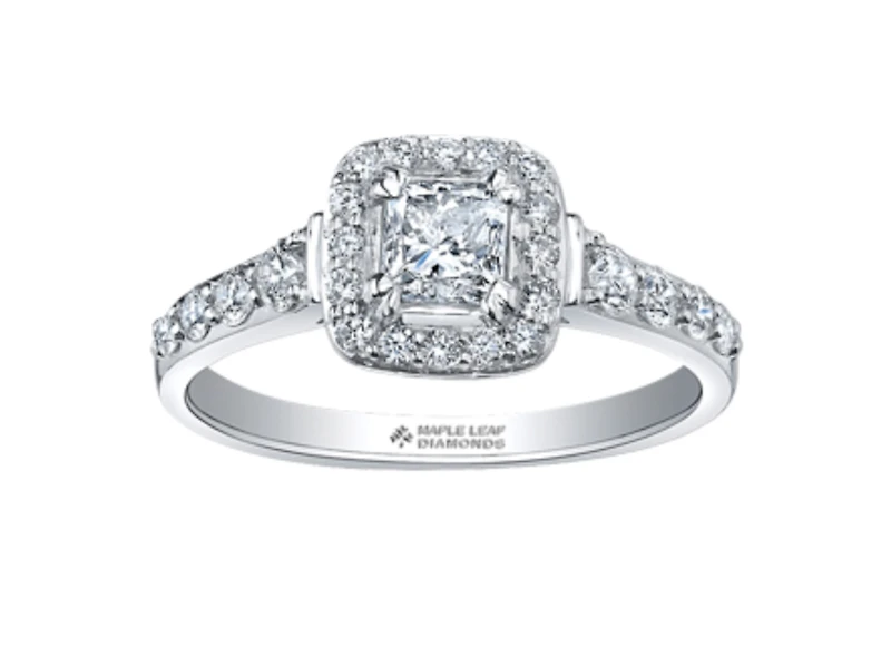 18K White Gold & Palladium Alloy (hypoallergenic) 1.65cttw Canadian Diamond Engagement Ring