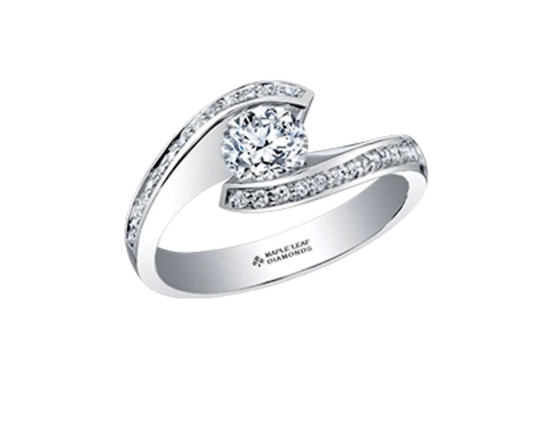 18K White Gold & Palladium Alloy (hypoallergenic) -1.15cttw Canadian Diamond Engagement Ring