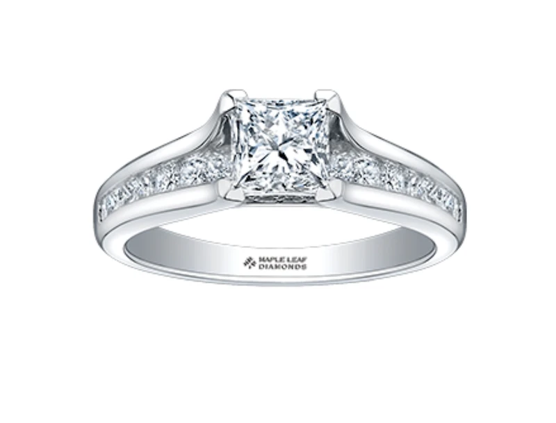 18K White Gold & Palladium Alloy (hypoallergenic) 0.65-1.50cttw Princess Cut Canadian Diamond Engagement Ring - / 0.65 Carat Total