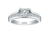 18K White Gold & Palladium Alloy (hypoallergenic) 0.65-1.50cttw Princess Cut Canadian Diamond Engagement Ring - / 0.65 Carat Total