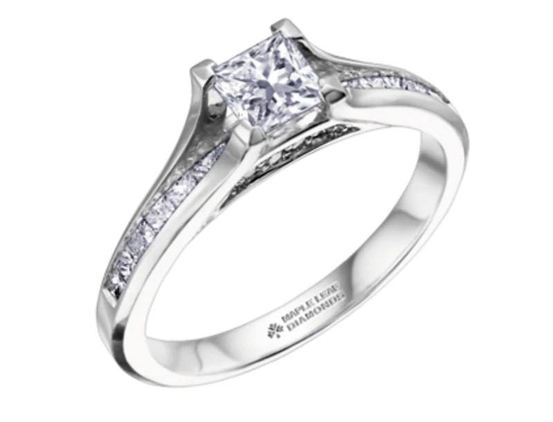 18K White Gold & Palladium Alloy (hypoallergenic) 0.65-1.50cttw Princess Cut Canadian Diamond Engagement Ring - / 0.65 Carat Total