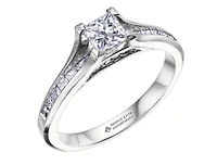 18K White Gold & Palladium Alloy (hypoallergenic) 0.65-1.50cttw Princess Cut Canadian Diamond Engagement Ring - / 0.65 Carat Total