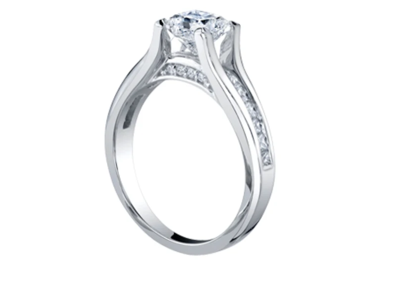 18K White Gold & Palladium Alloy (hypoallergenic) 0.65-1.50cttw Princess Cut Canadian Diamond Engagement Ring - / 0.65 Carat Total