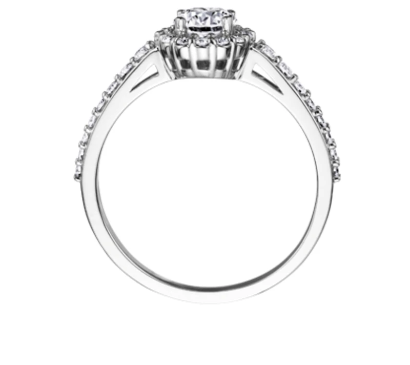 18K White Gold & Palladium Alloy (hypoallergenic) 0.80cttw Canadian Diamond Engagement Ring