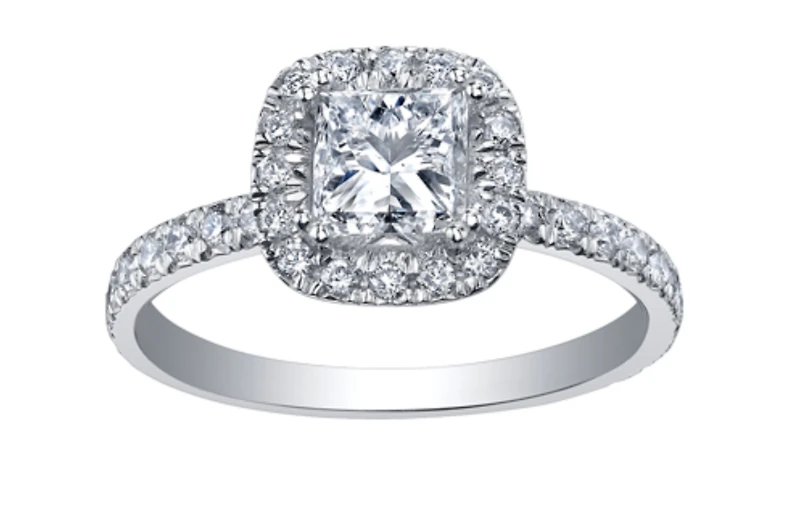 18K White Gold & Palladium Alloy (hypoallergenic) 0.71-1.61cttw Princess Cut Canadian Diamond Engagement Ring - / Carat Total