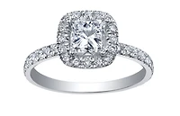 18K White Gold & Palladium Alloy (hypoallergenic) 0.71-1.61cttw Princess Cut Canadian Diamond Engagement Ring - / Carat Total