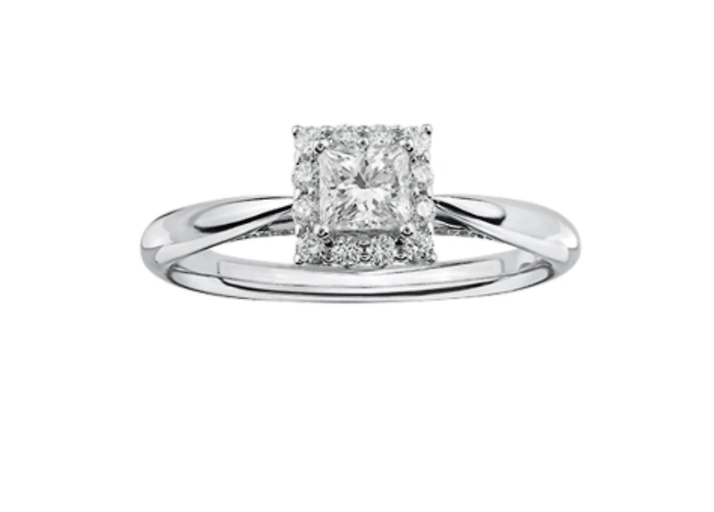 18K White Gold & Palladium Alloy (hypoallergenic) 0.50cttw Princess Canadian Diamond Engagement Ring